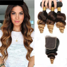 Load image into Gallery viewer, Ombre Peruvian Loose Wave Remy Hair with Closure