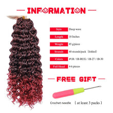 Load image into Gallery viewer, Deep Wave Curly 18 Inch Crochet Braided Hair