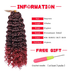 Deep Wave Curly 18 Inch Crochet Braided Hair