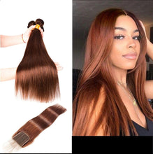 Load image into Gallery viewer, Straight Brown Human Hair Closure