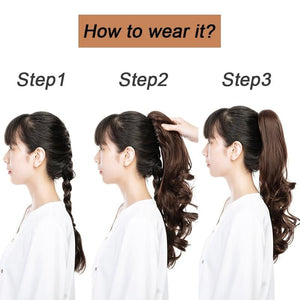 Ponytail Hair Extension 18" Curly Wavy Clip